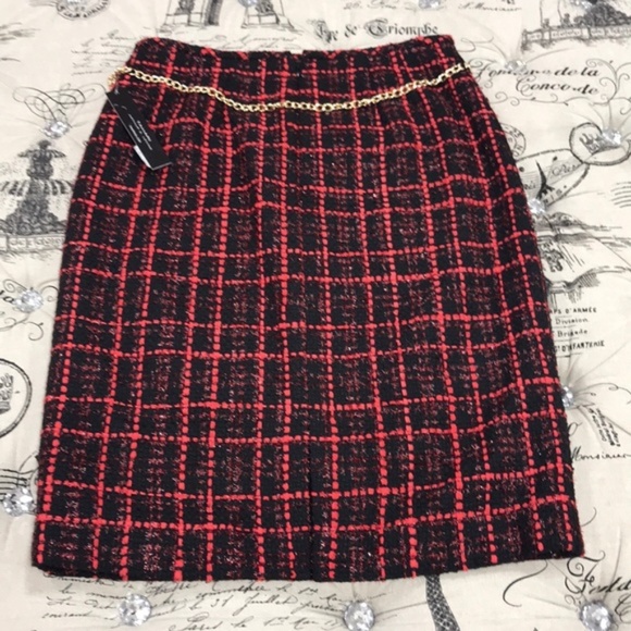Tahari Asl Plaid Boucle Pencil Skirt - Picture 7 of 8